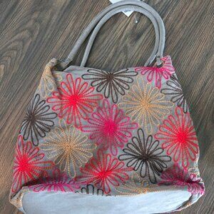 GIFTS WITH A CAUSE Boho Style Ultrasuede Floral Shoulder Bag NWT
